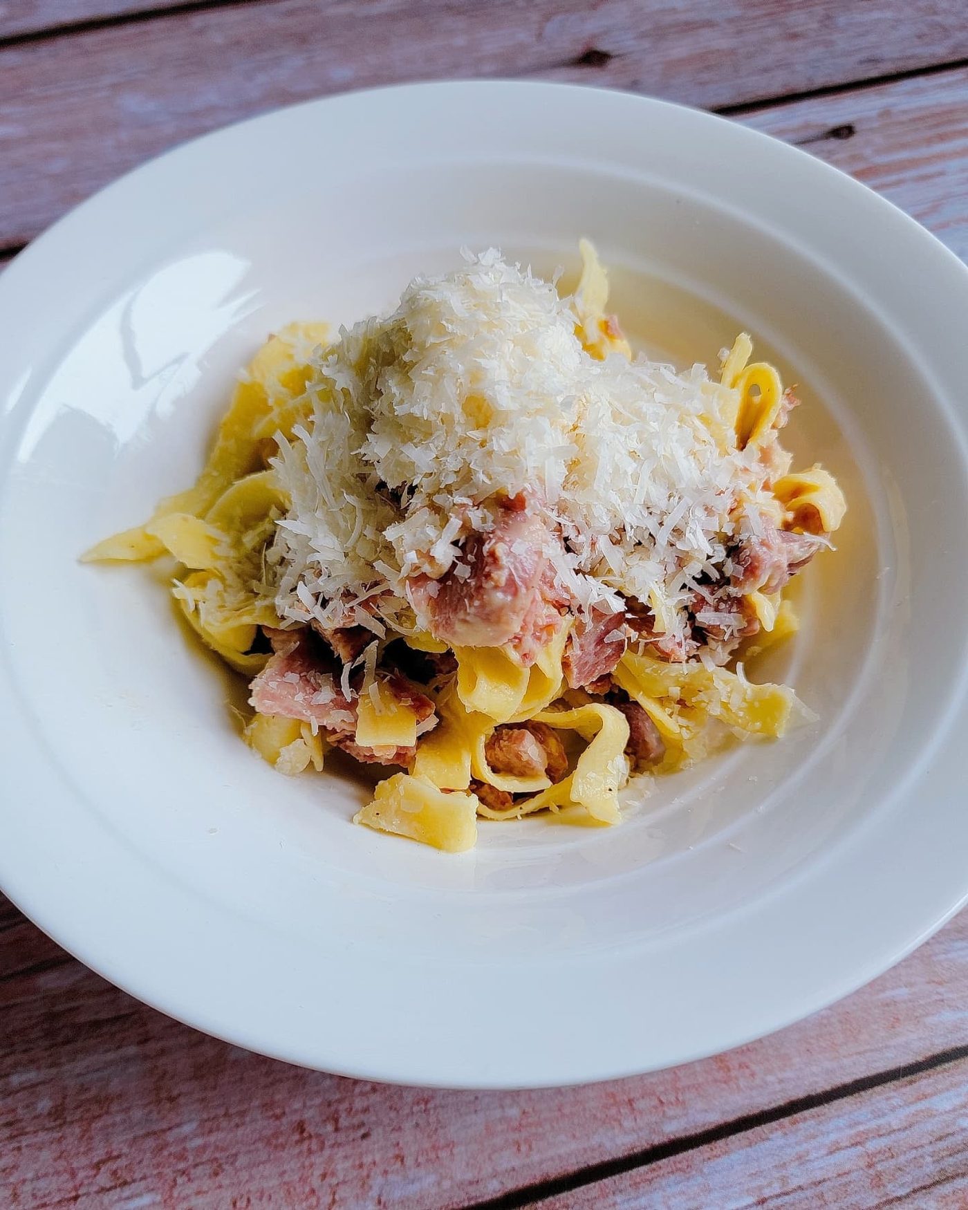 Carbonara au jambon fumé + tartinade au jambon