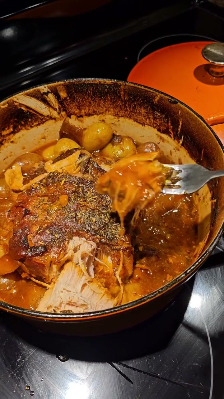 Rôti de porc au restant de bouillon à fondue